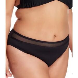 Tommy Bahama Black Mesh Inset Hipster Bikini Full Coverage Swim Bottom 2X NWT